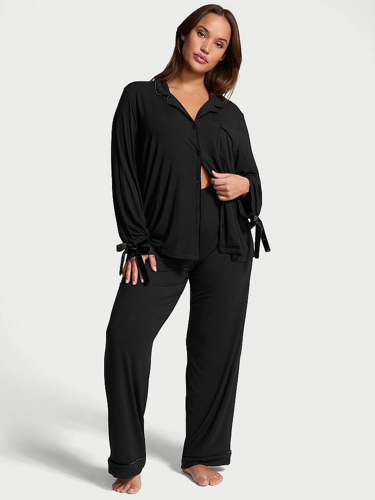 Victoria's Secret Modal Soft Velvet-Trim Long Pajama Set