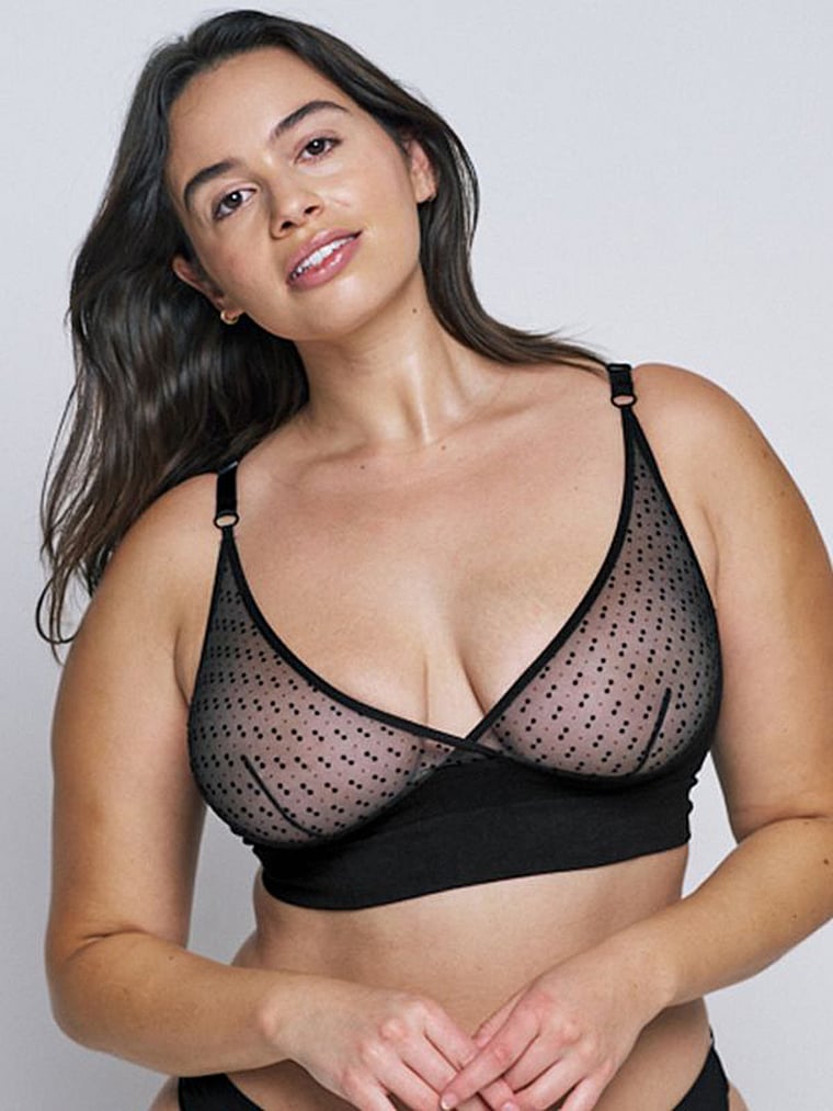 MINDD Mesh Velvet Dot Bralette