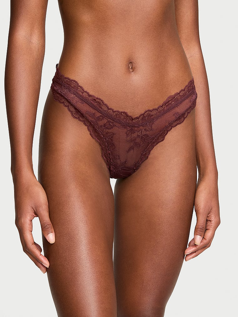 Very Sexy Rose Lace High-Leg Thong Panty Lace