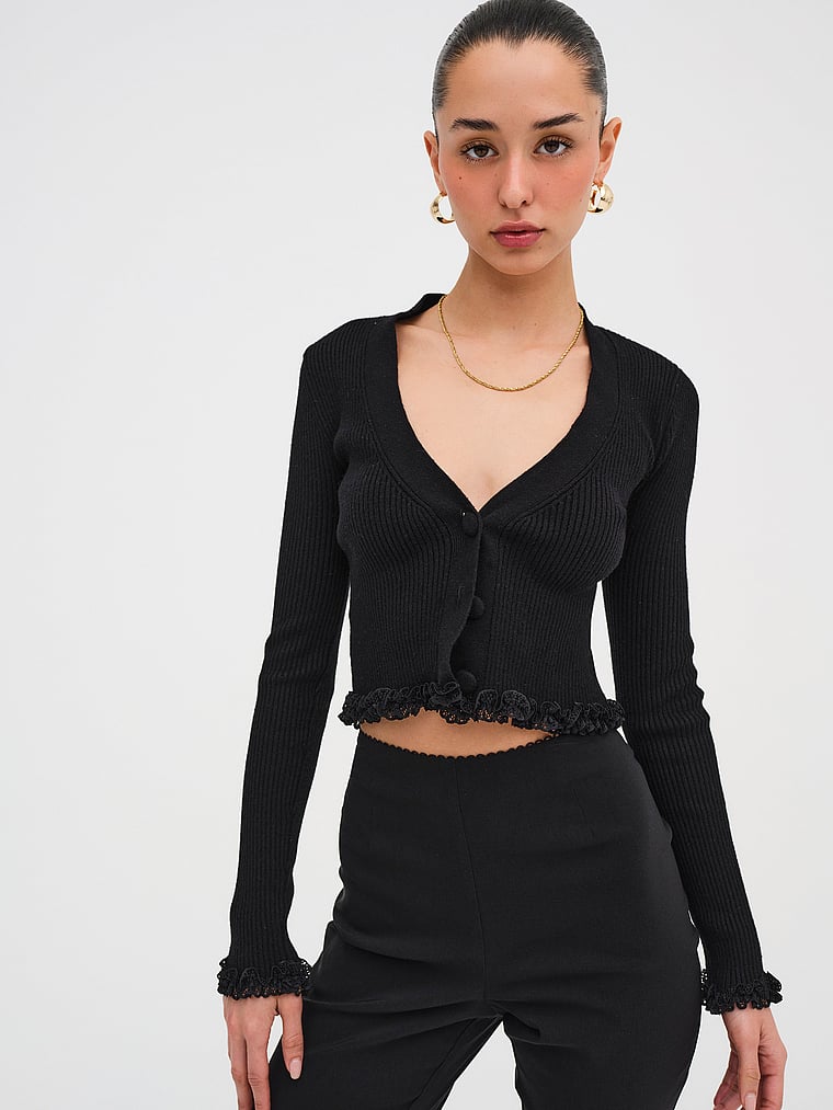 For Love & Lemons Soft Ribbed Cropped Cardigan