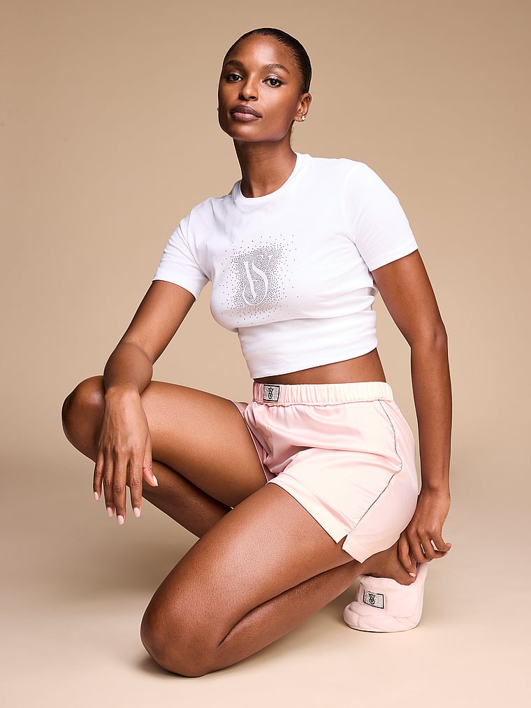 Victoria's Secret Shine Patch Satin Boxer Shorts