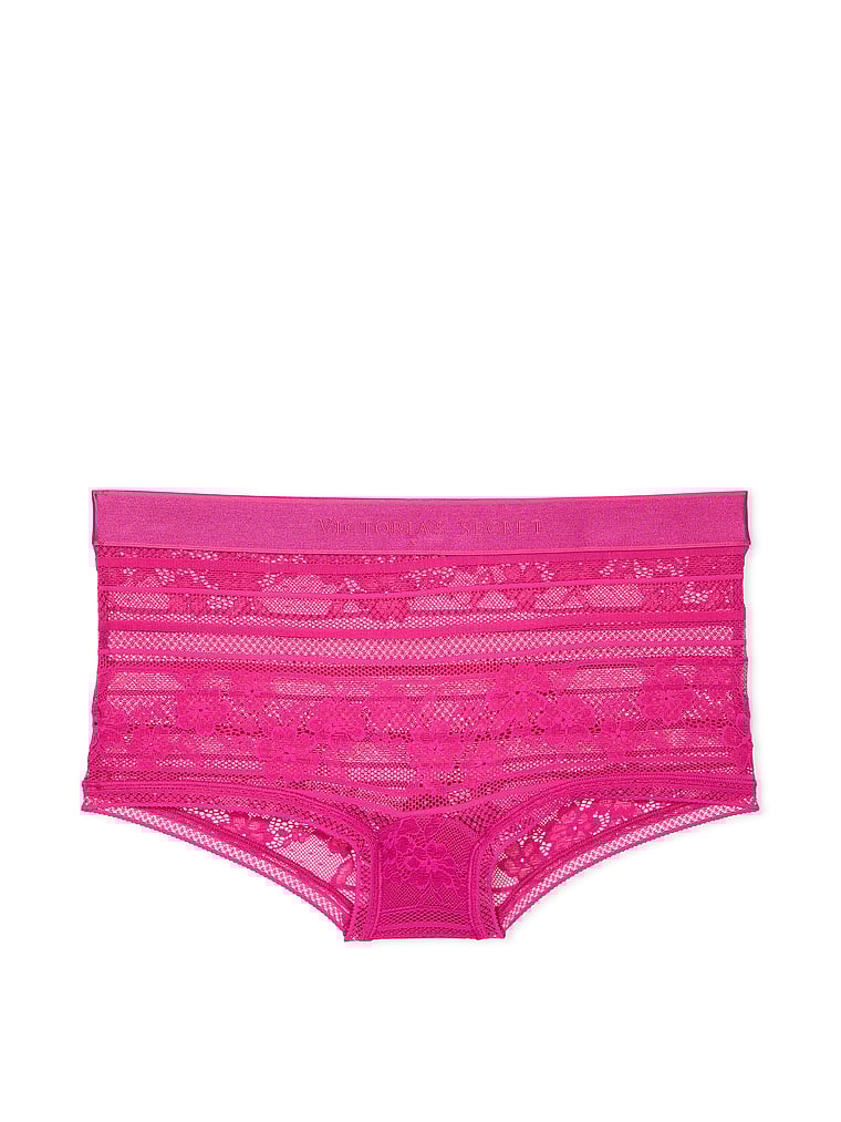 Cotton Logo Lace Boyshort Panty Lace