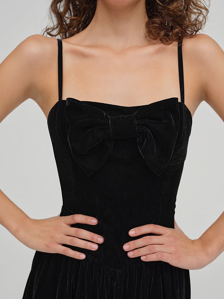 For Love & Lemons Martini Olive Velvet Mini Dress