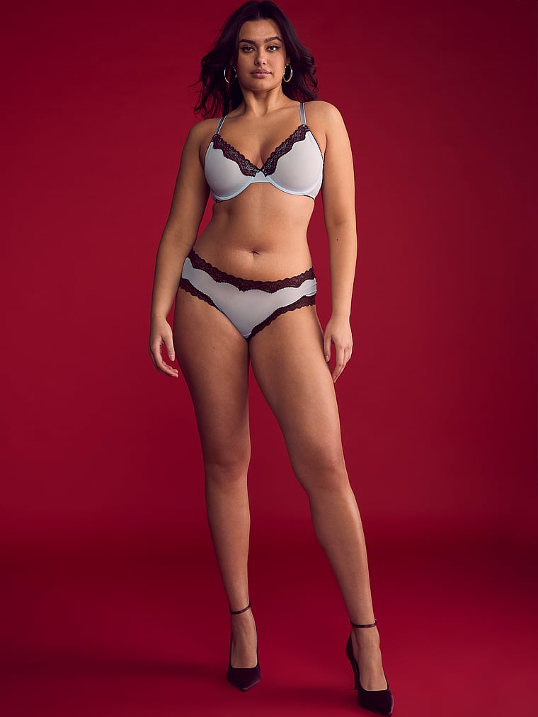 Victoria's Secret Tease Mesh Lace-Trim Cheeky Panty Mesh