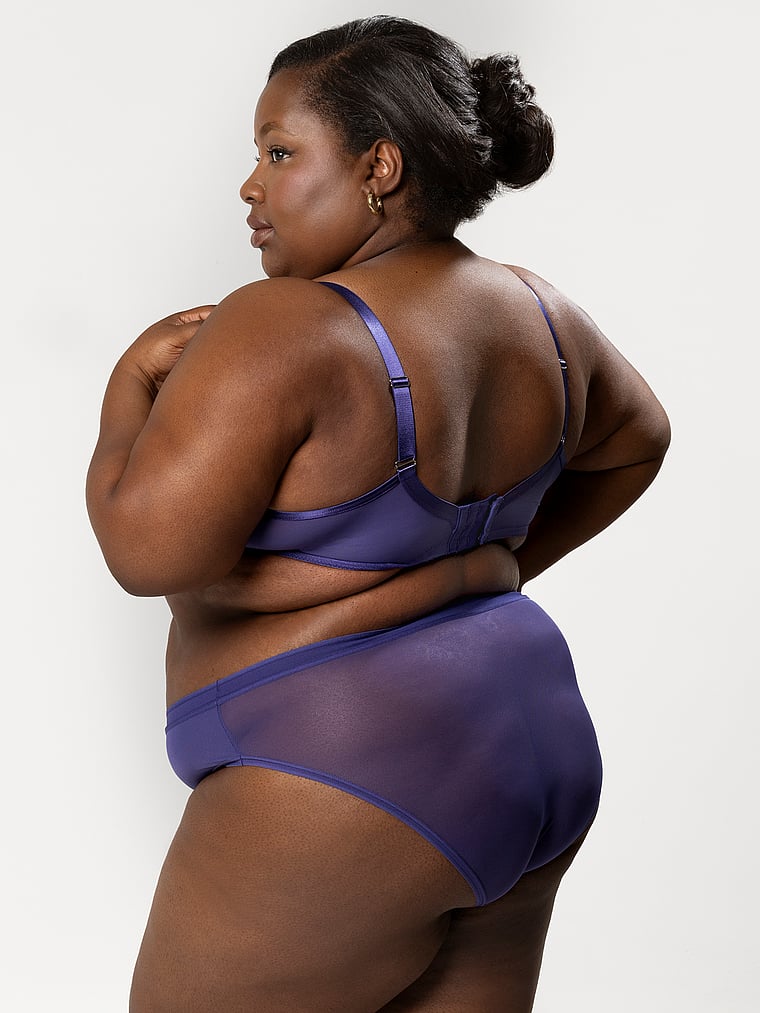 Curvy Couture Sheer Mesh High Leg Brief Panty