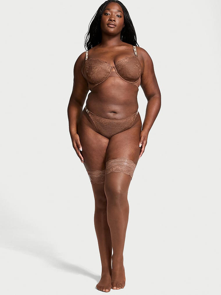 Very Sexy The Fabulous by Victoria's Secret Unlined Shine Strap Rose Lace Full-Cup Bra Lace