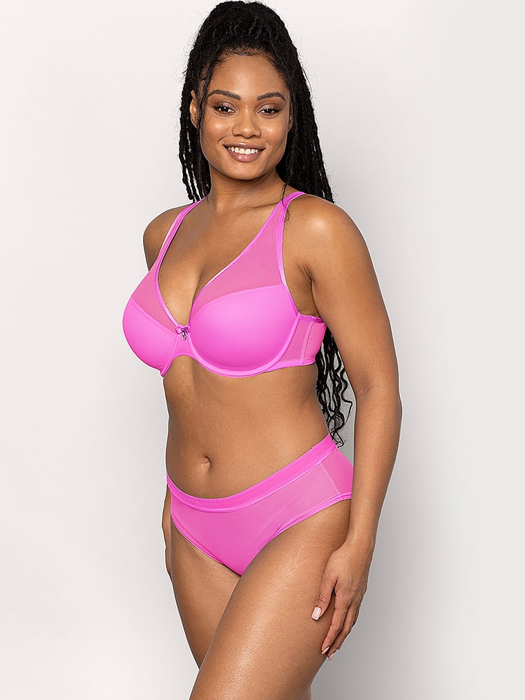 Curvy Couture Sheer Mesh High Leg Brief Panty
