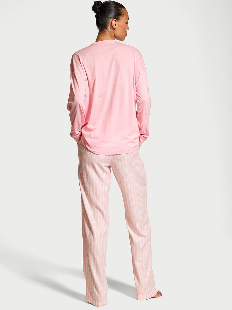 Victoria's Secret Flannel Long-Sleeve Tee-Jama Set