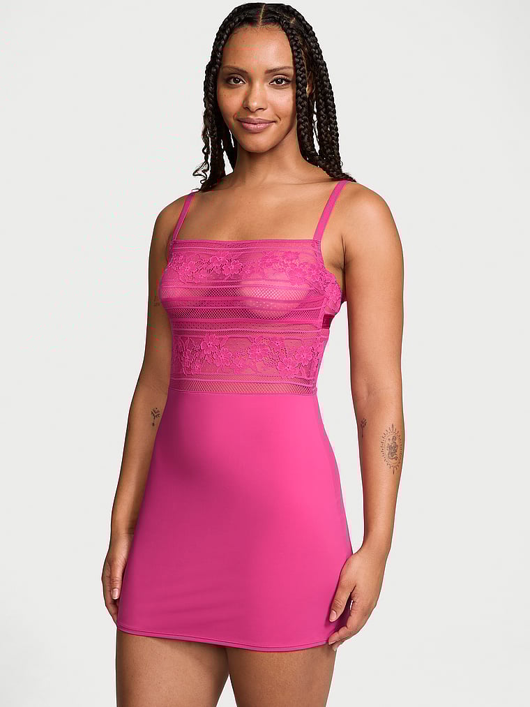 Victoria's Secret Lacie Striped Floral Slip Dress