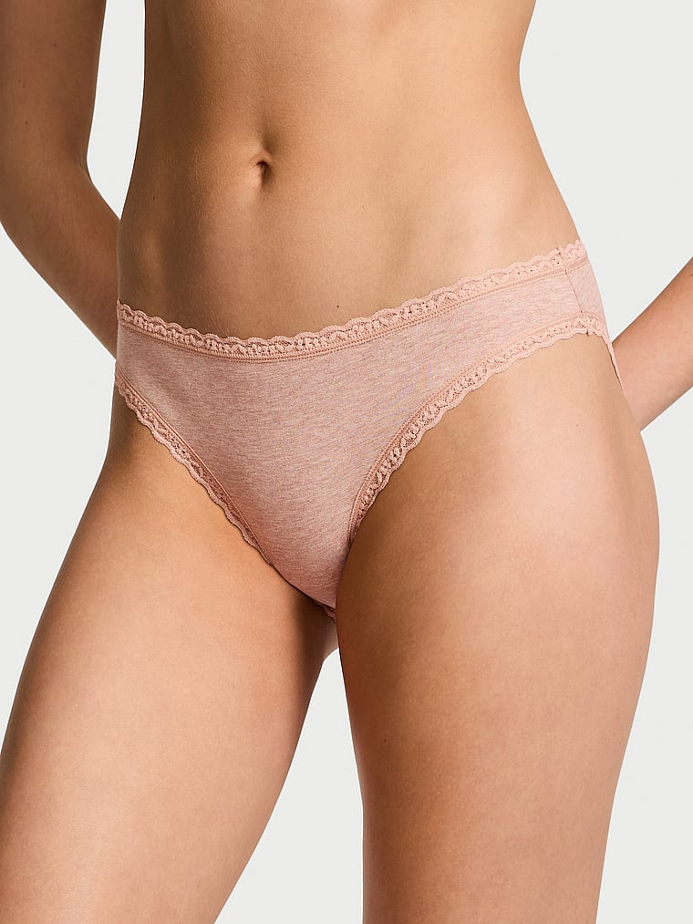 The Lacie Lace-Waist Heather Rib Bikini Panty Novelty