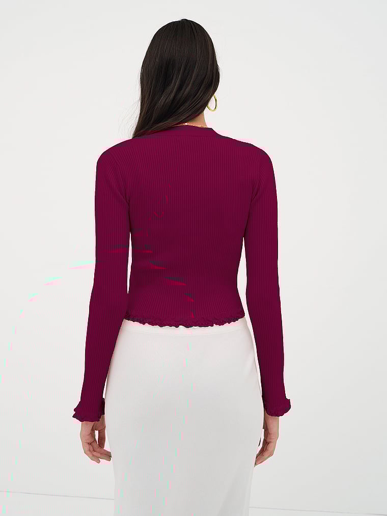 For Love & Lemons Soft Ribbed Cropped Cardigan