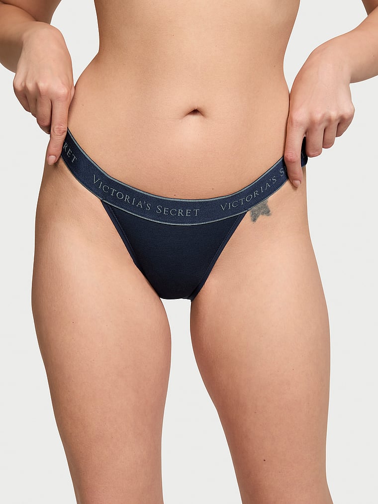 Cotton Logo Cotton Tanga Panty Smooth