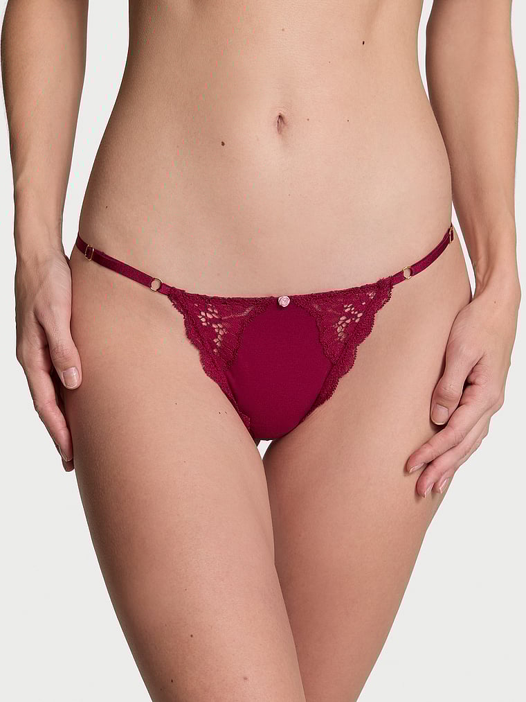 Dream Angels Lace-Trim Adjustable V-String Panty Lace Trim