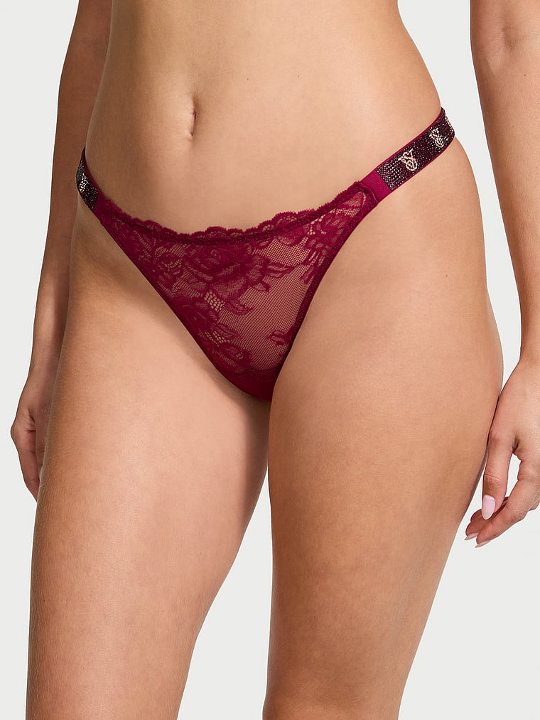 Very Sexy Shine Strap Rose Lace Thong Panty Lace