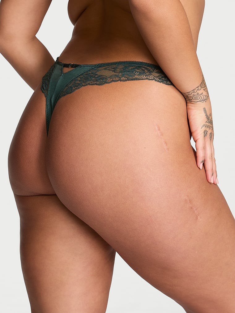 Very Sexy Rose Lace-Trim High-Leg Thong Panty Lace Trim