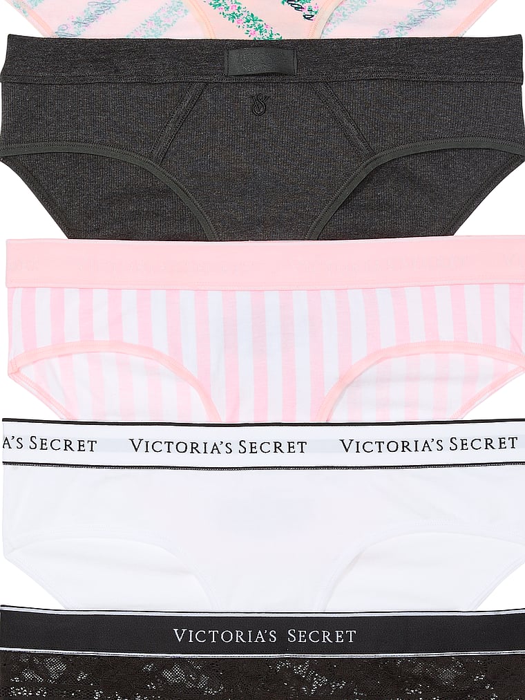 Victoria's Secret 5-Pack Logo Cotton Hiphugger Panties Smooth