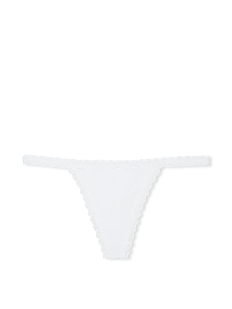 The Lacie Lace-Trim Cotton V-String Panty Smooth