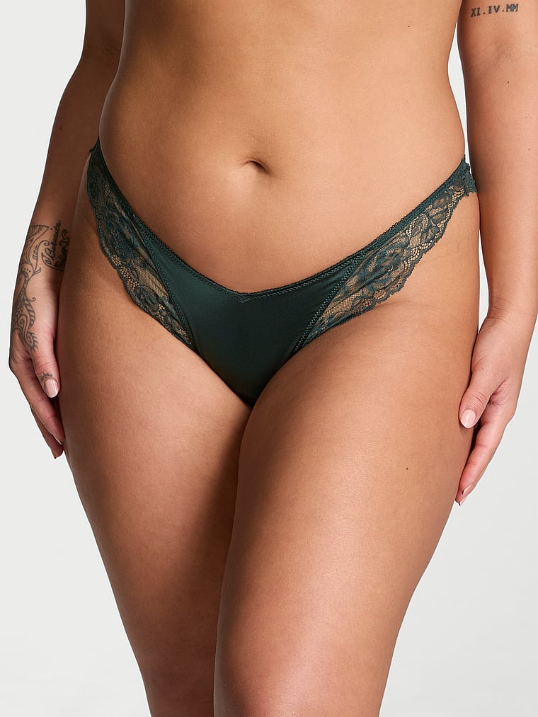 Very Sexy Rose Lace-Trim High-Leg Thong Panty Lace Trim