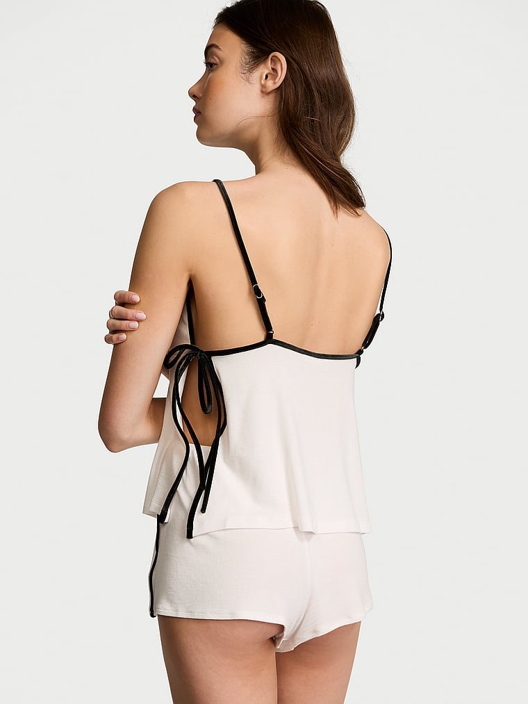 Victoria's Secret Ribbed Modal Velvet-Trim Cami Shorts Set