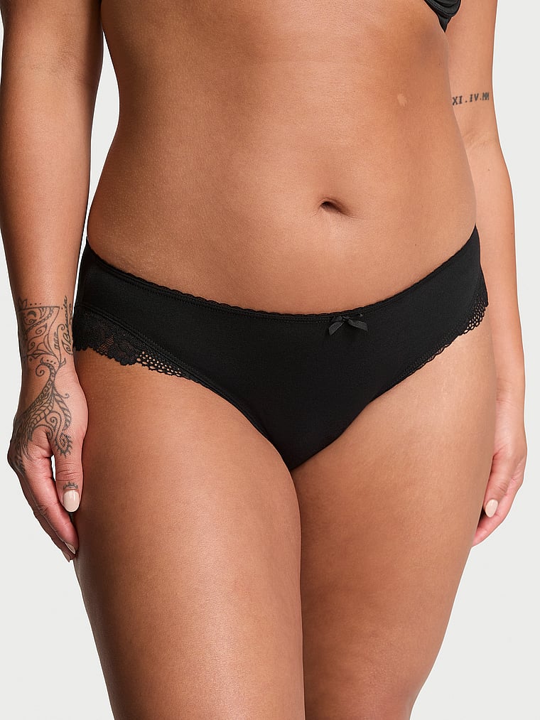 Victoria's Secret Stretch Cotton Lace-Trim Bikini Panty Novelty