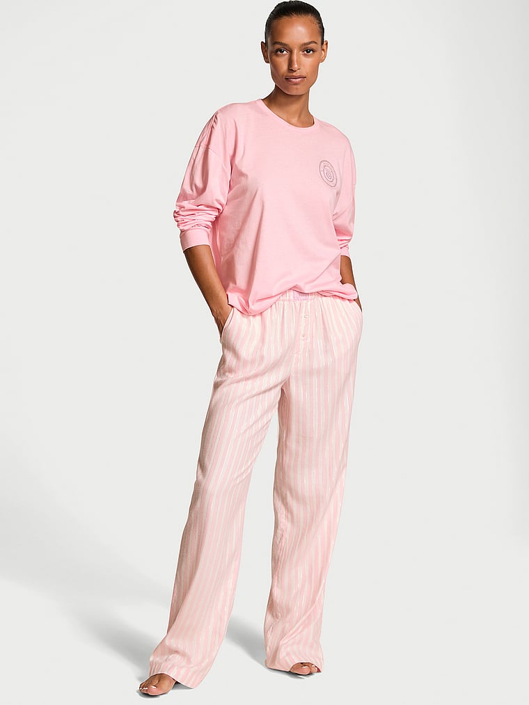 Victoria's Secret Flannel Long-Sleeve Tee-Jama Set