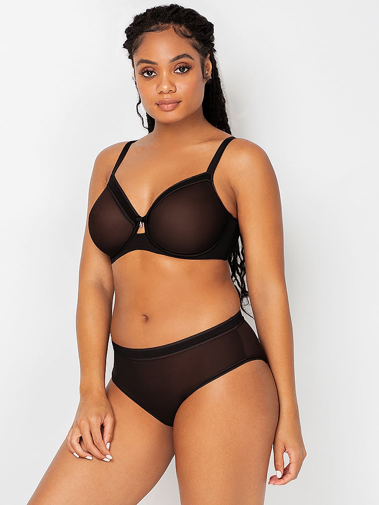 Curvy Couture Sheer Mesh High Leg Brief Panty