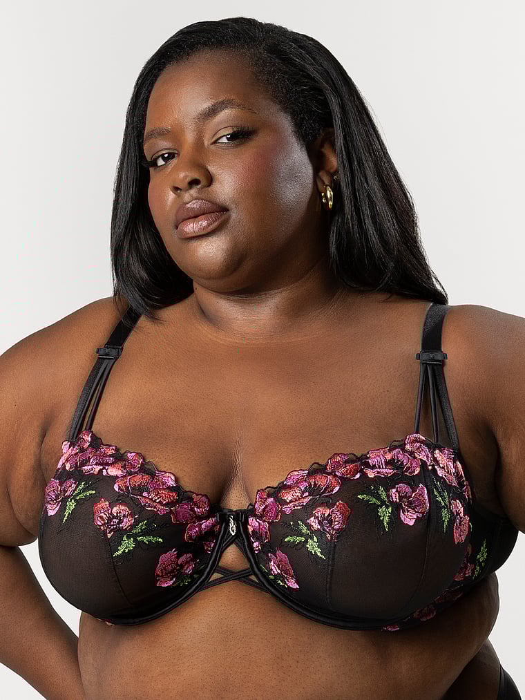 Curvy Couture Lush Embroidery Unlined Full Coverage Balconette Bra