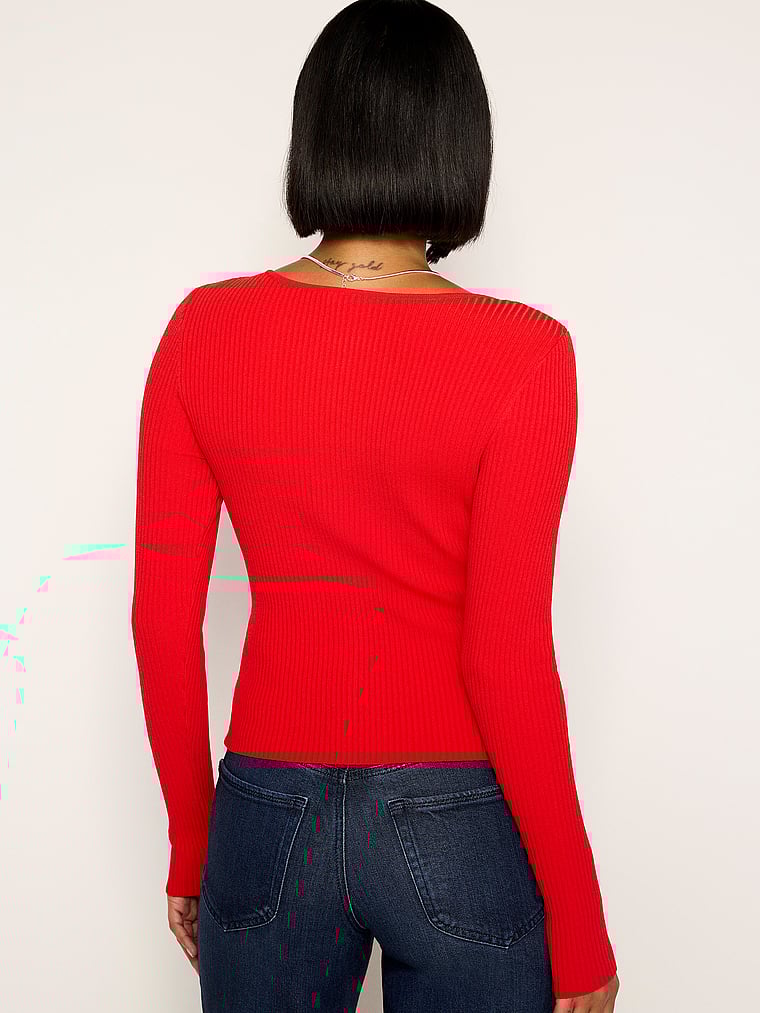 Good American Virgo Rib Zip Front Sweater