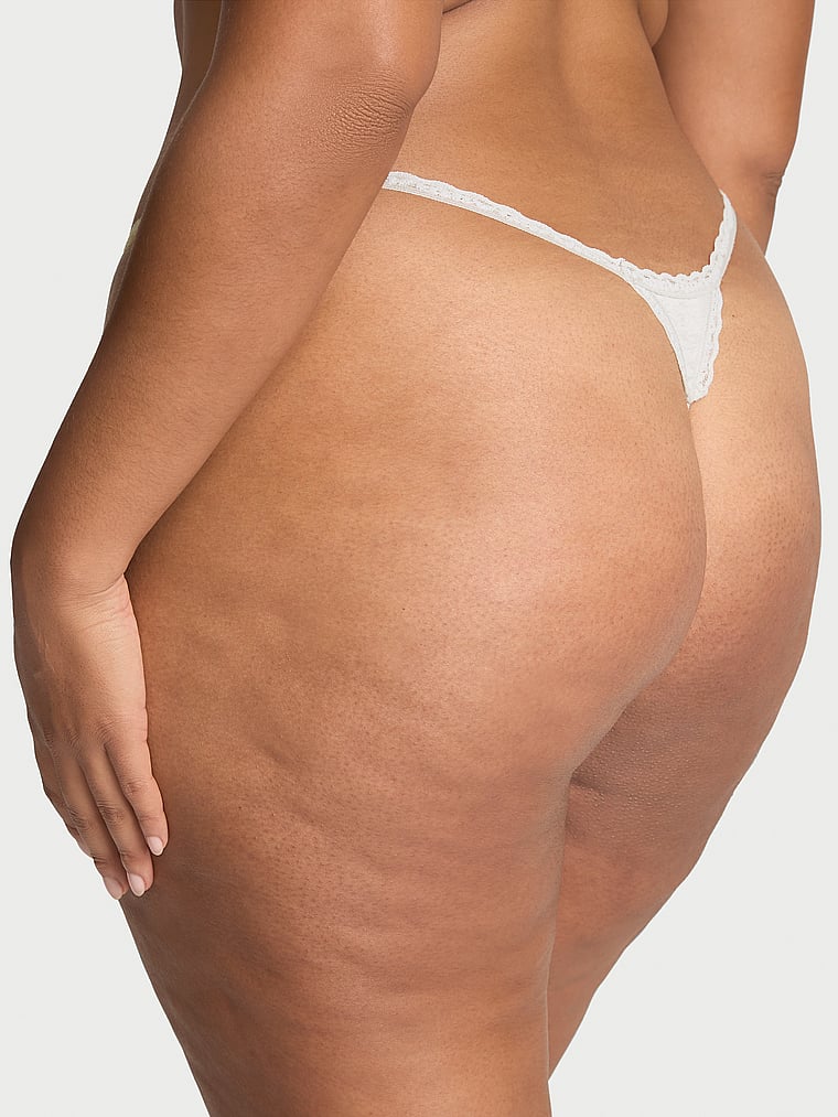 The Lacie Lace-Waist Heather Rib V-String Panty Heather