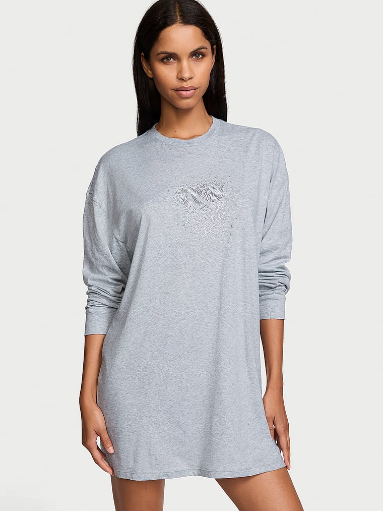 Victoria's Secret 100% Cotton Long-Sleeve Sleep Tee