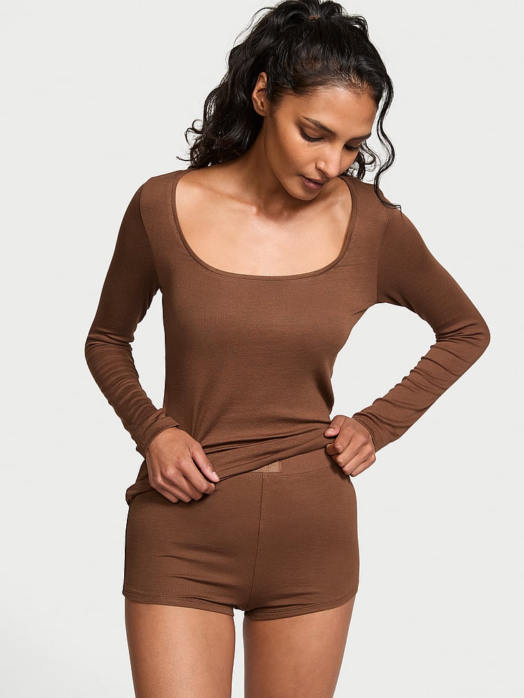 Victoria's Secret Ribbed Modal Scoop Long-Sleeve Shortie Set