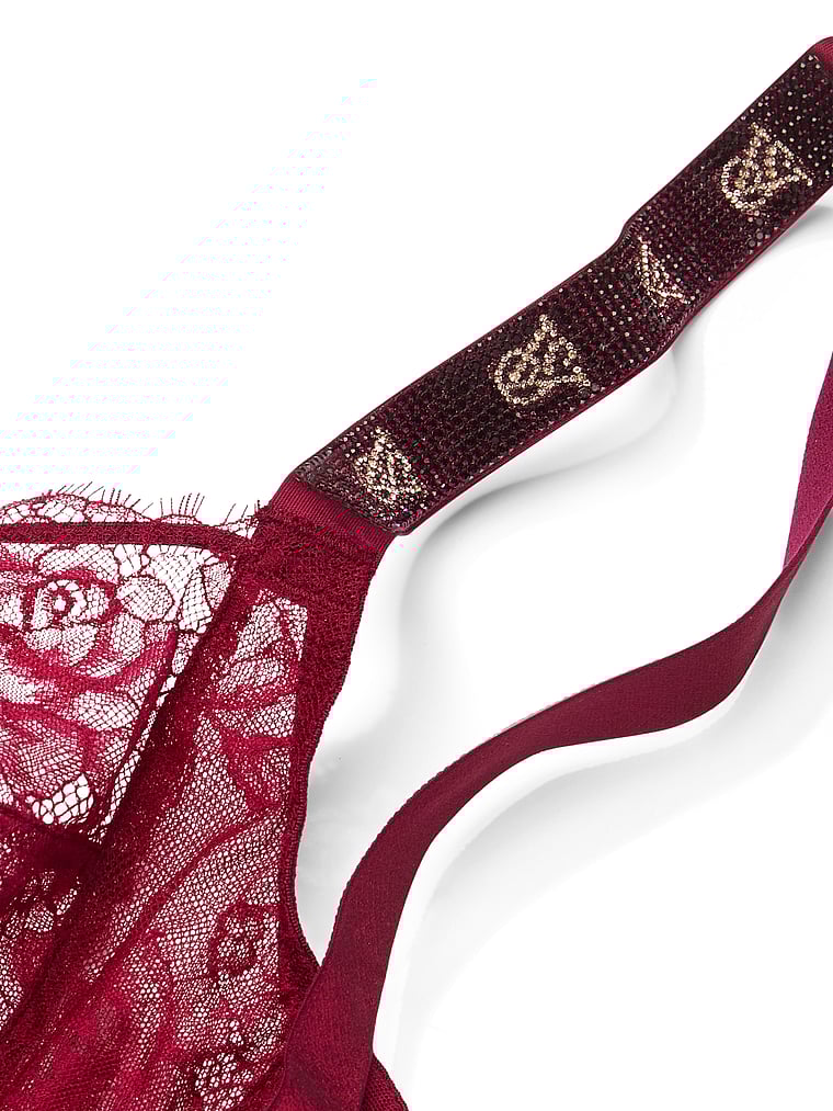 Very Sexy The Fabulous by Victoria's Secret Unlined Shine Strap Rose Lace Full-Cup Bra Lace