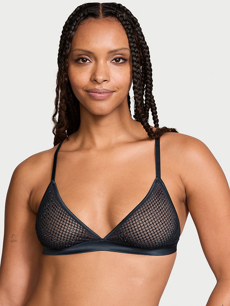 Very Sexy Ziggy Glam Shine Fishnet Triangle Bralette Novelty
