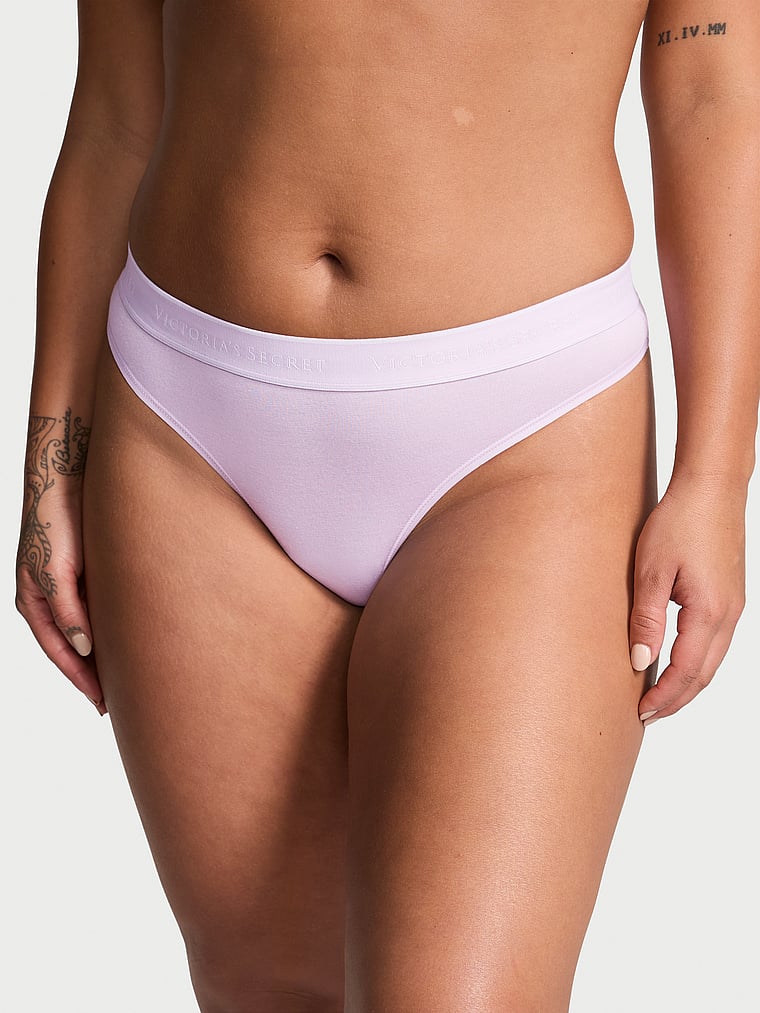 Cotton Logo Cotton Thong Panty Smooth