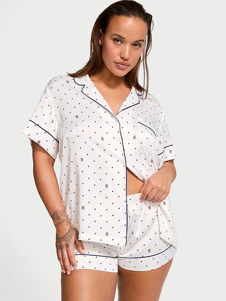 Victoria's Secret Satin Short Pajama Set Satin Notch