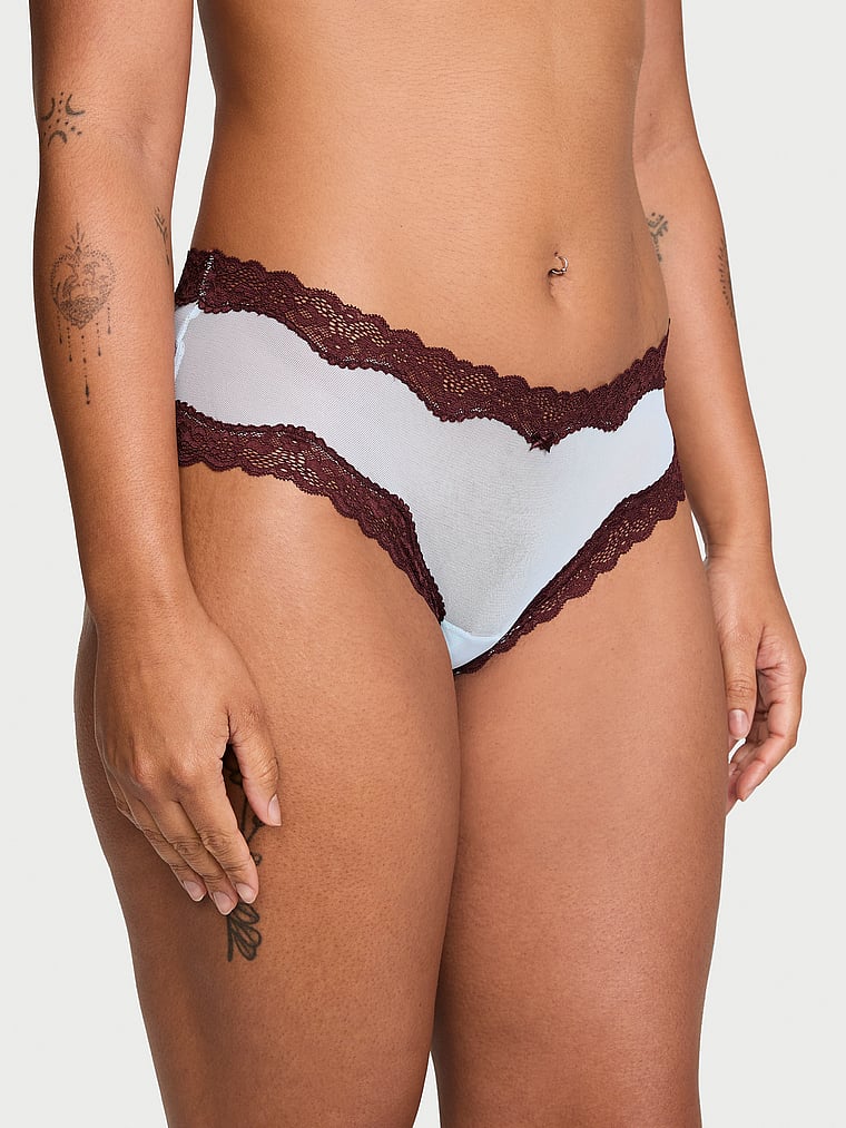 Victoria's Secret Tease Mesh Lace-Trim Cheeky Panty Mesh