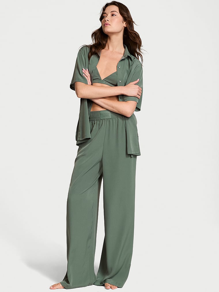 Victoria's Secret Luxe Crepe Long Pajama Set