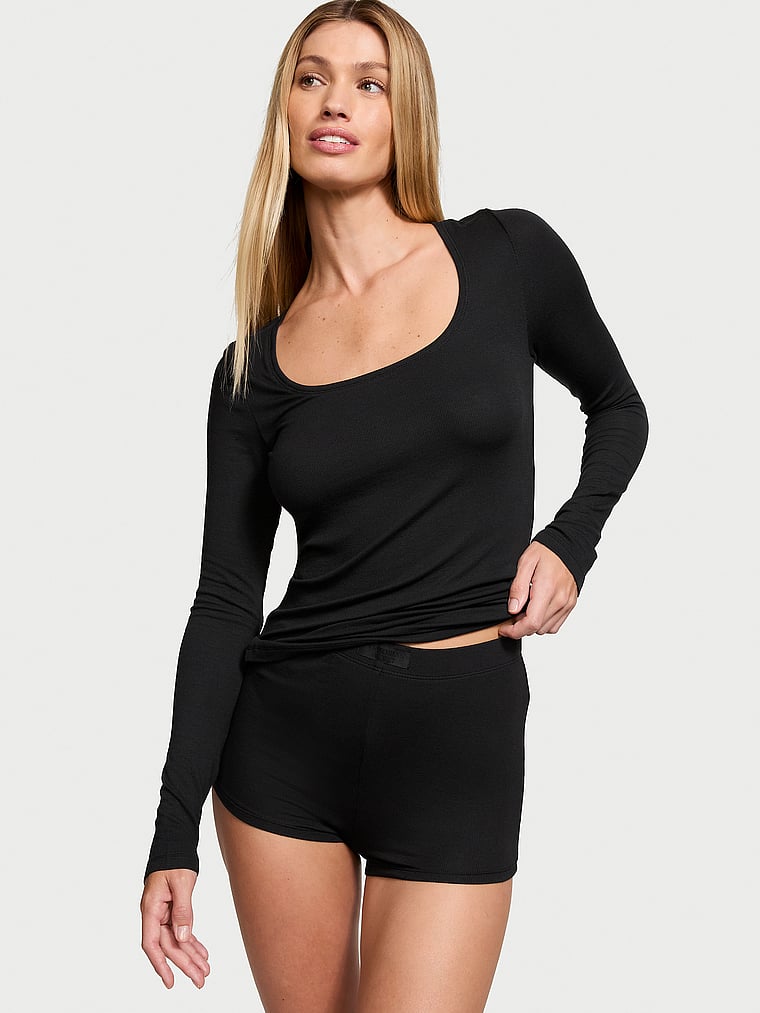 Victoria's Secret Ribbed Modal Scoop Long-Sleeve Shortie Set