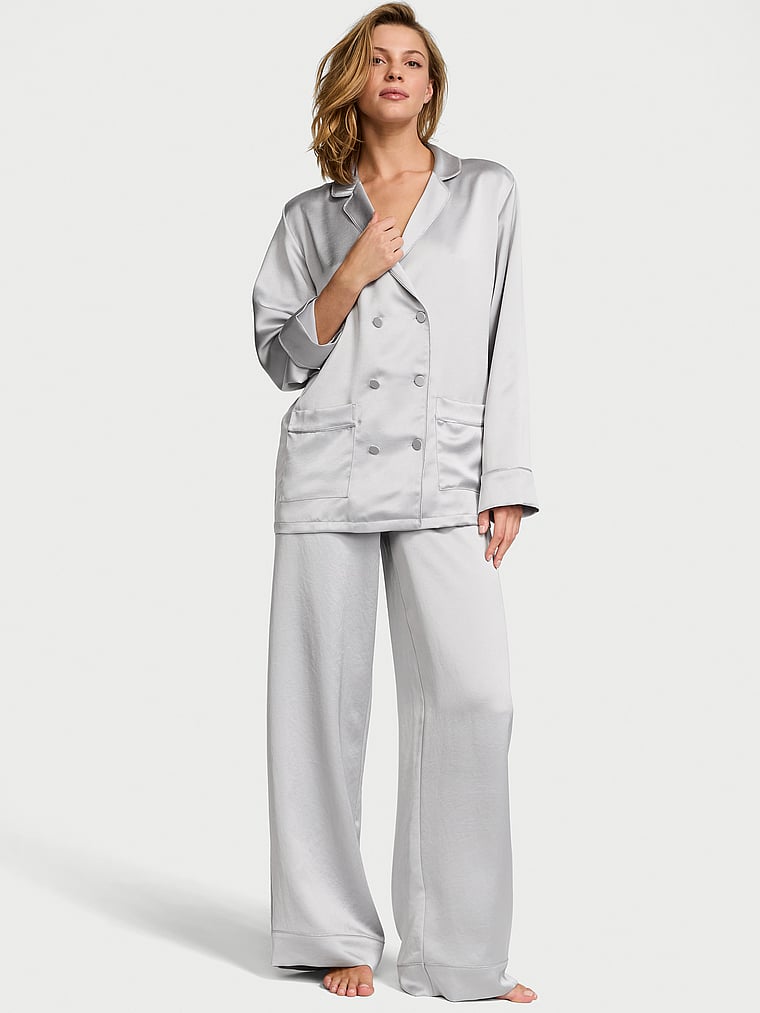 Victoria's Secret Luxe Satin Double -Breasted Long Pajama Set