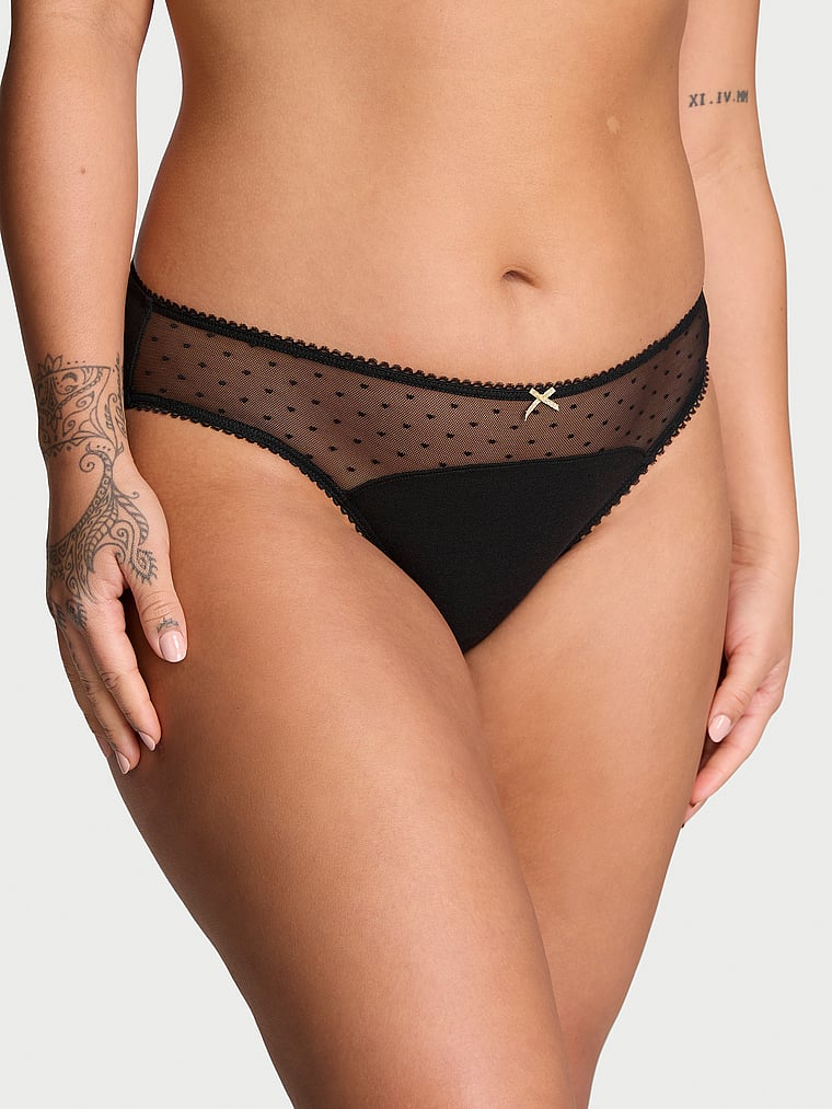 Victoria's Secret Stretch Cotton Dot Mesh Bikini Panty Smooth