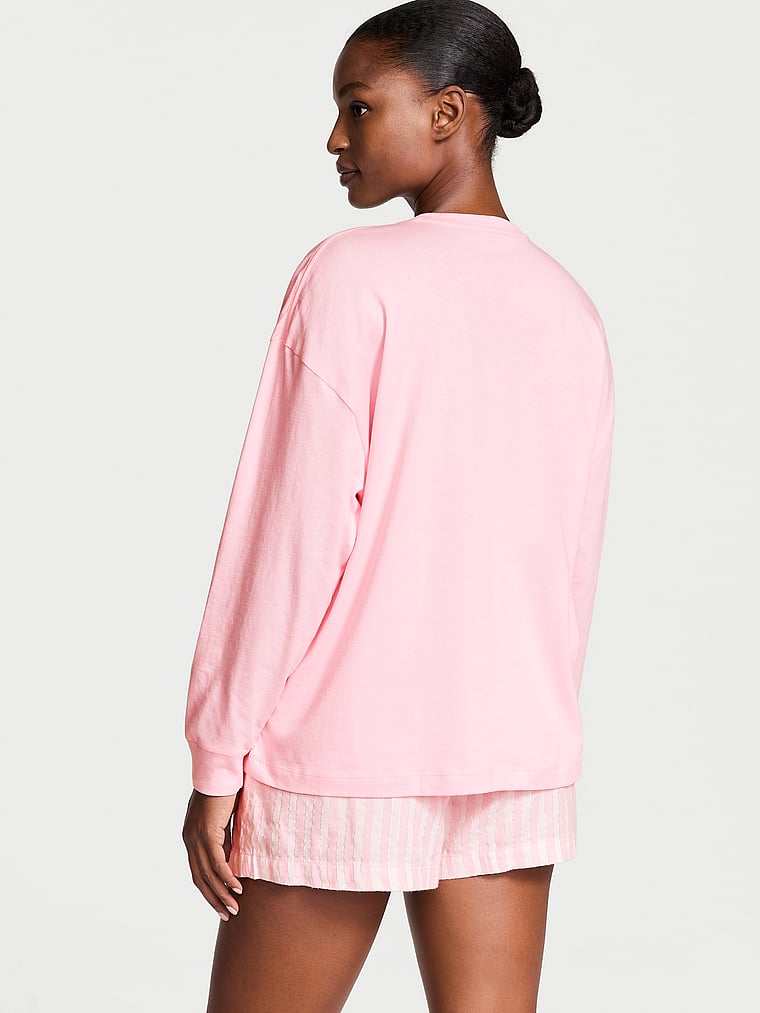 Victoria's Secret Flannel Long-Sleeve Short Tee-Jama Set