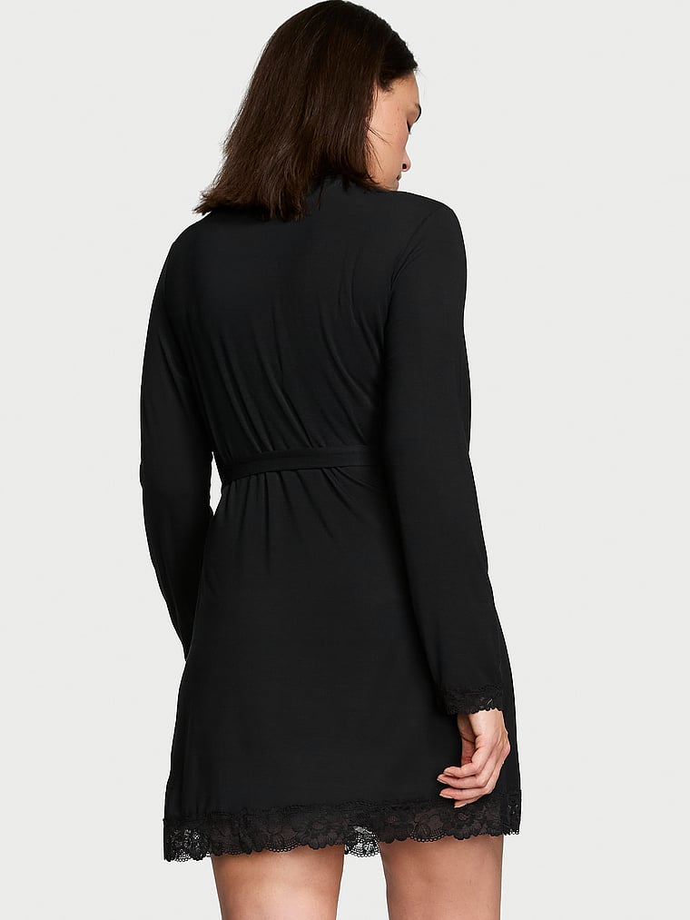 Victoria's Secret Modal Soft Lace-Trim Wrap Robe