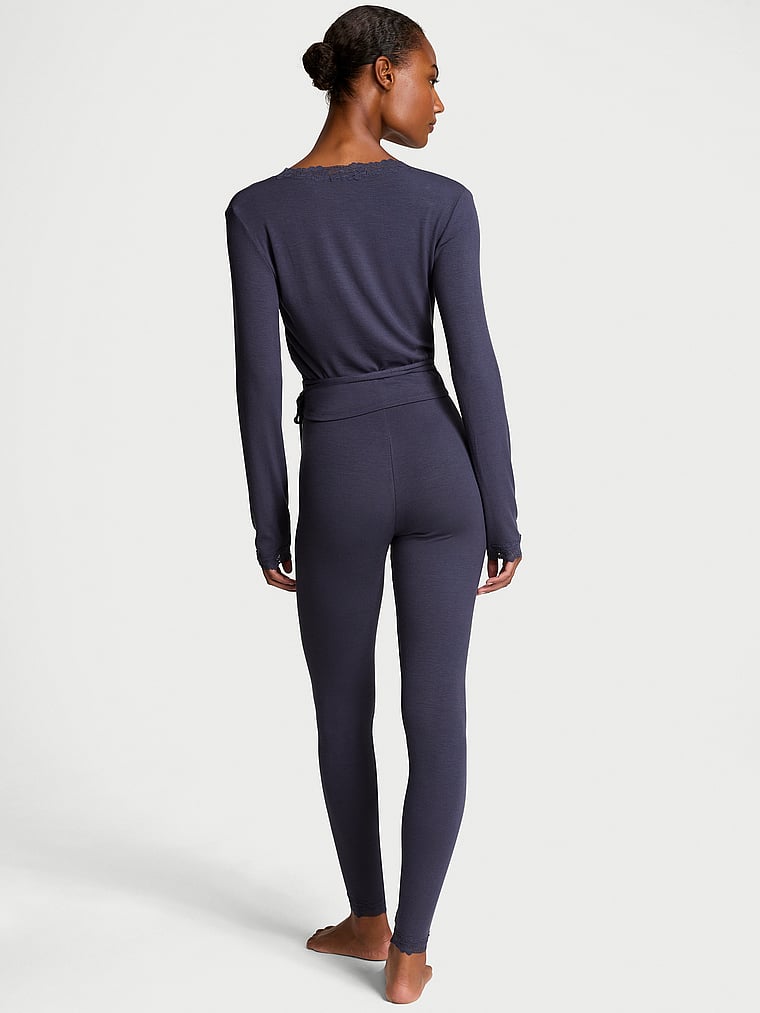 Victoria's Secret Ribbed Modal & Lace Wrap Top Leggings Set