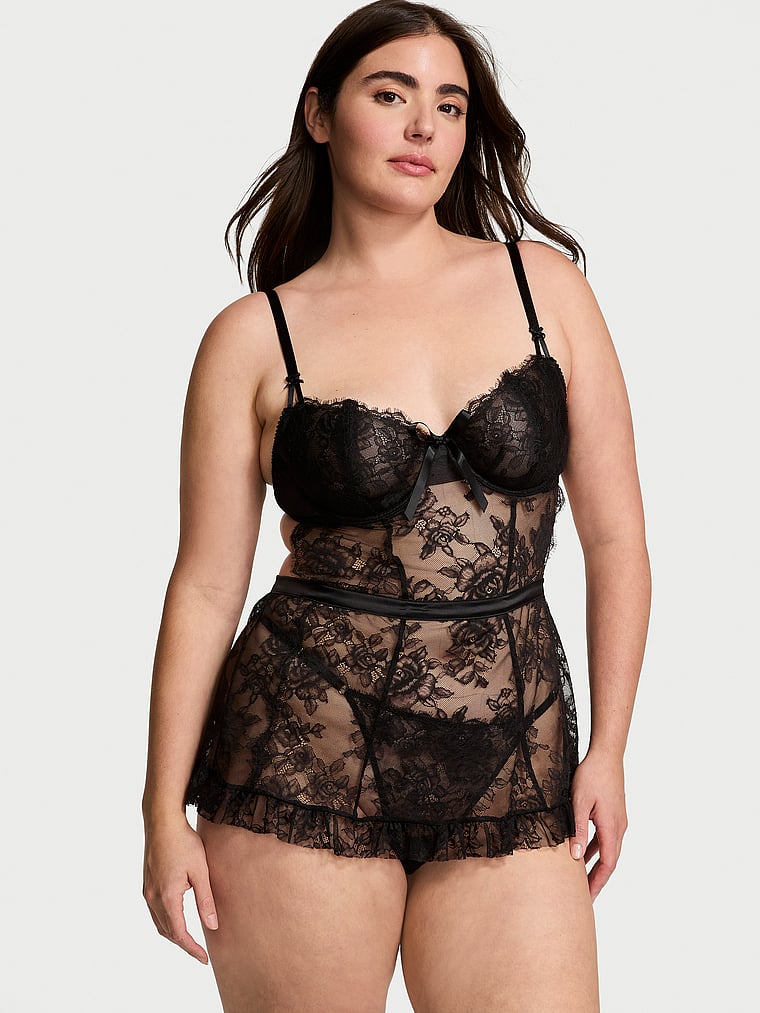 Very Sexy Wicked Unlined Rose Lace Apron Set