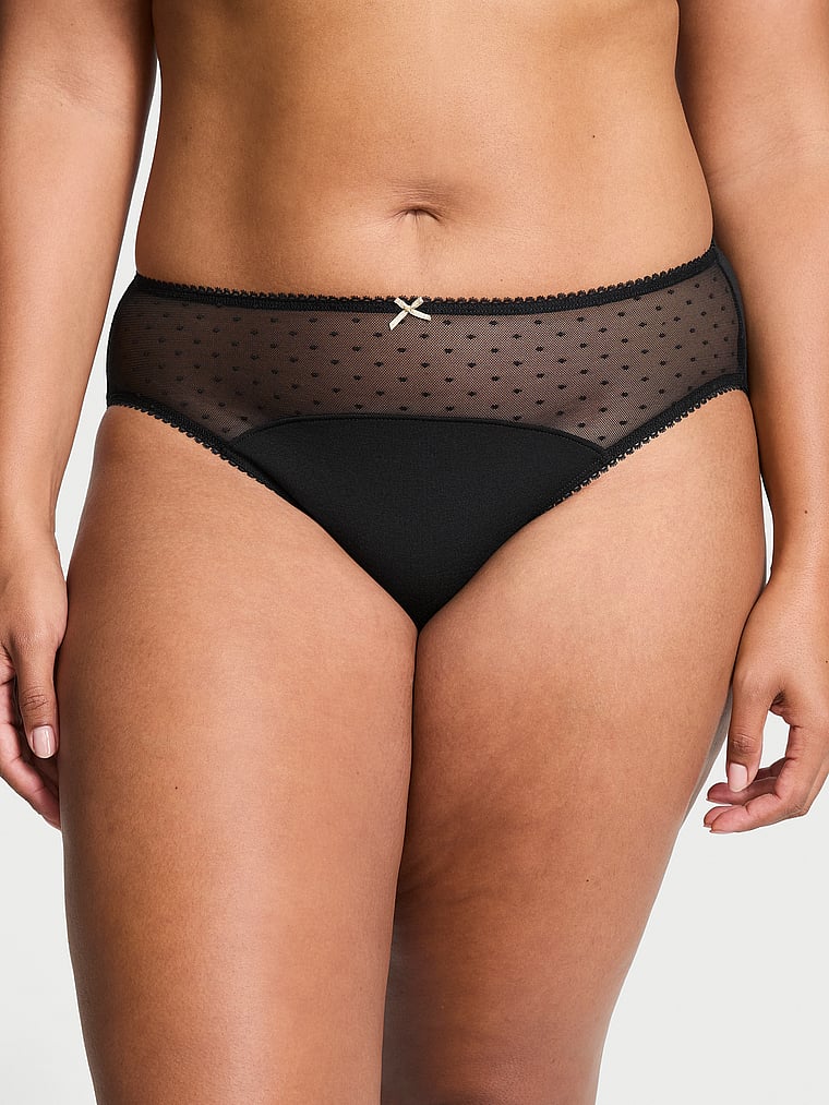 Victoria's Secret Stretch Cotton Dot Mesh High-Leg Brief Panty Novelty