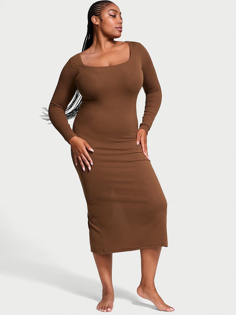 Victoria's Secret Ribbed Modal Long-Sleeve Slip Dress