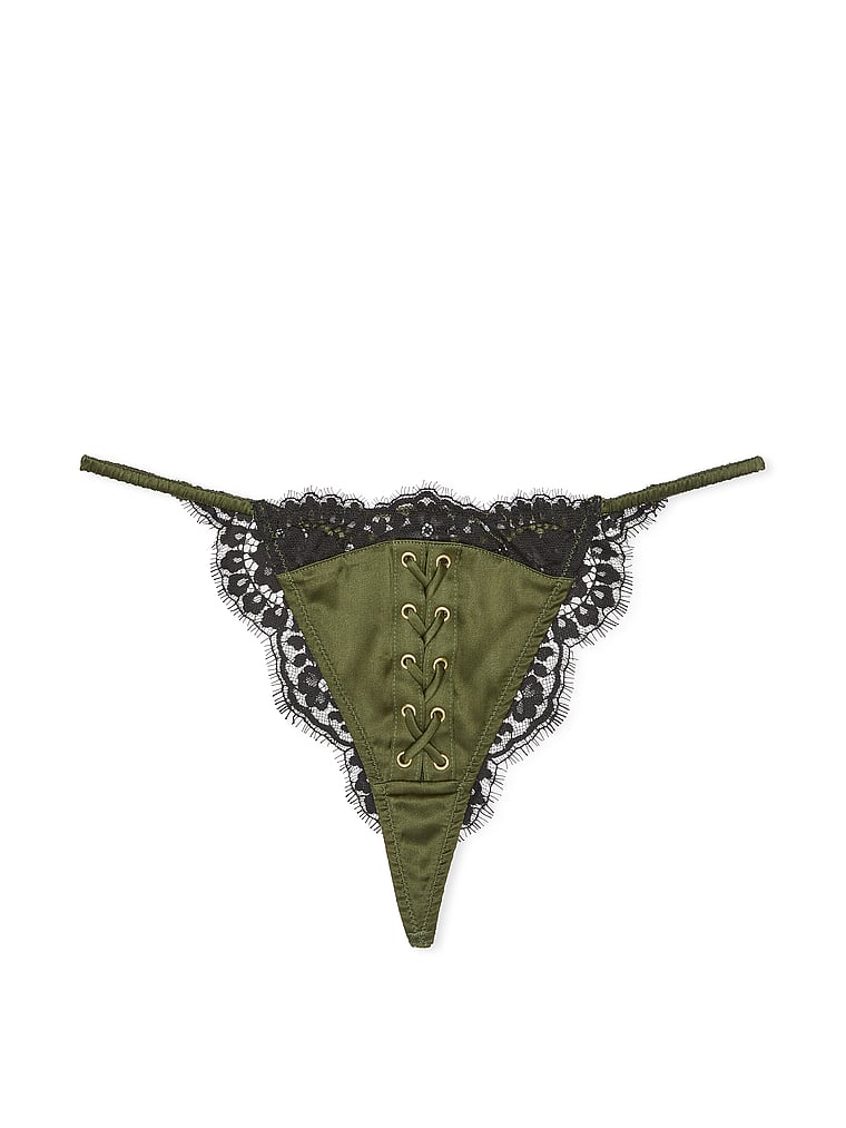 Very Sexy Atelier Victoria's Secret Satin Lace Trim Tanga Panty Lace trim
