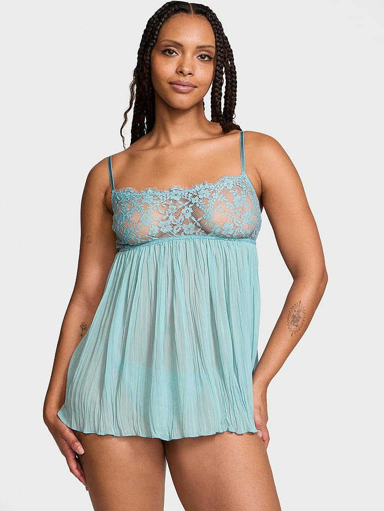 Very Sexy Lace Pleated Babydoll Set