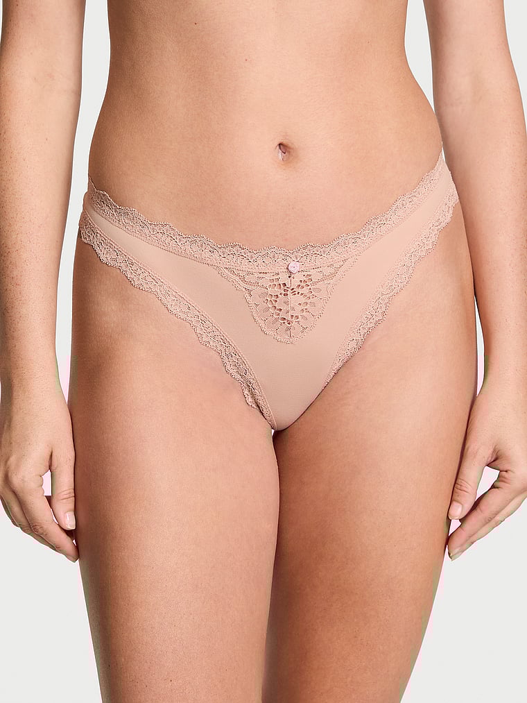 Dream Angels Lace-Trim Thong Panty Lace Trim
