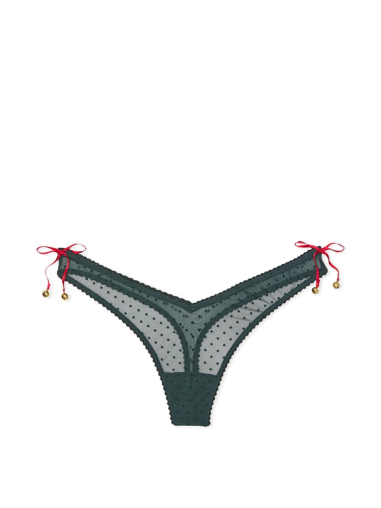 Very Sexy Jingle Bells Mesh Thong Panty Novelty